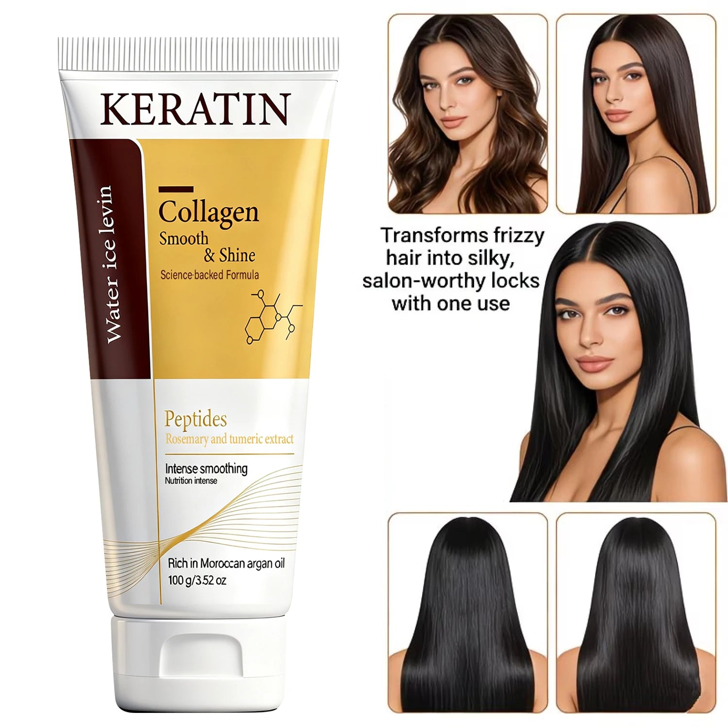 Collagen Hair Mask with Keratin & Peptides, Smoothing & Nourishing Hair Care Qme