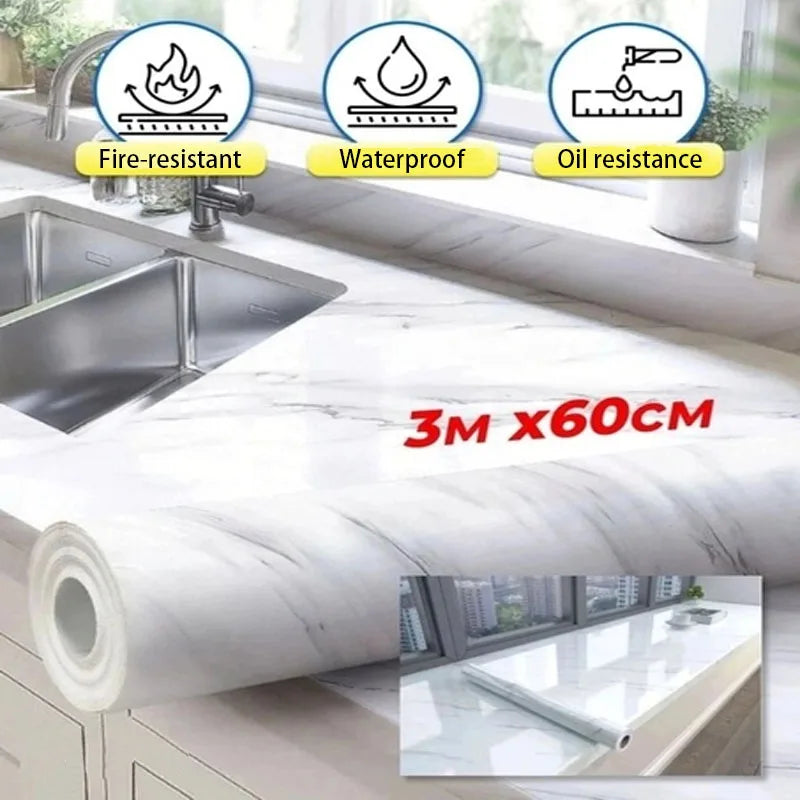 For Kitchen Room Decoration Oil Proof Waterproof PVC Self-adhesive High Temperature Resistance Wallpaper 60cm Stickers Home Qme