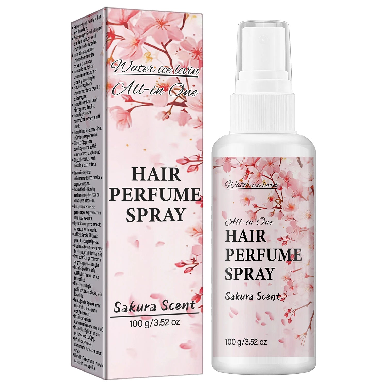Water Ice Levin Sakura Scent Hair Perfume Spray 100g Collagen Bee Venom Anti Frizz Smooth Fragranced Hair Care Mist Qme Smoothing & Straightening