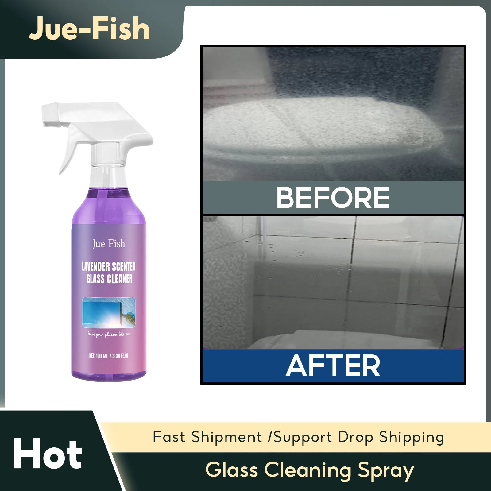 Glass Cleaning Spray Window Mirror Windshield Polishing Dirt Dust Oil Film Removal Water Spot Cleaner Anti Fog Glasses Cleaner Qme