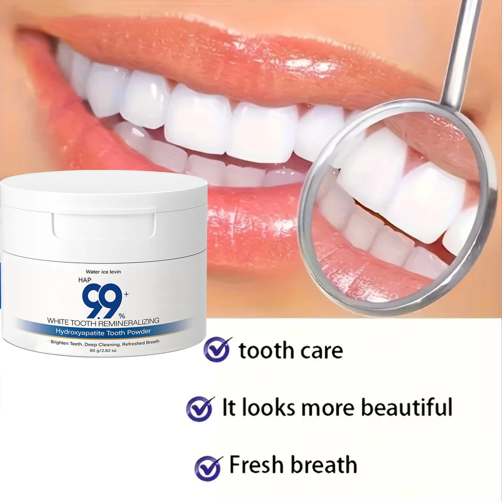 99% HAP Hydroxyapatite Tooth Powder, Remineralizing & Deep Cleaning with Charcoal, Hyaluronic Acid & Collagen for Bright Teeth Qme