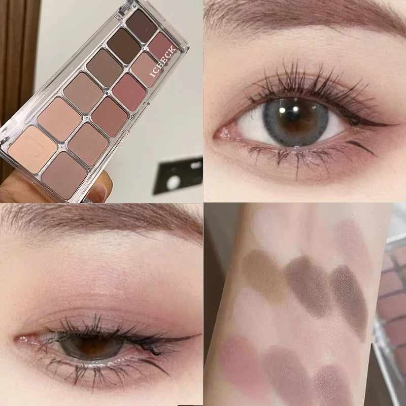 12-Color Low-saturation Eyeshadow Palette Matte Apricot Everyday Qme