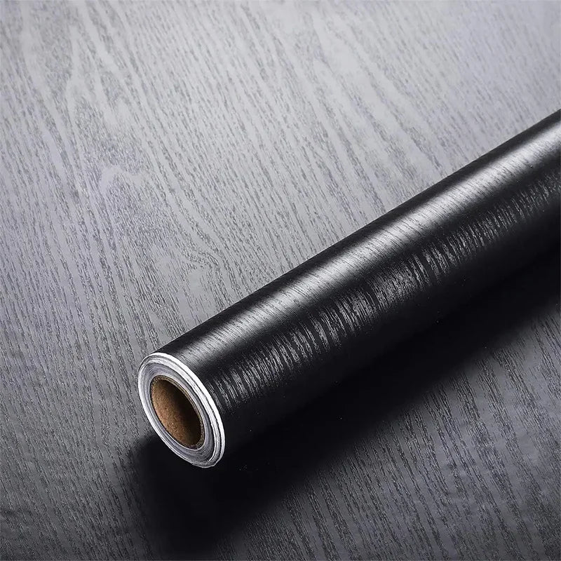 Self Adhesive Wood Grain Wallpaper in Rolls Vinyl Decorative Film for Furniture Cabinets Wall Stickers for Home Decoration Qme black 40cmX1m