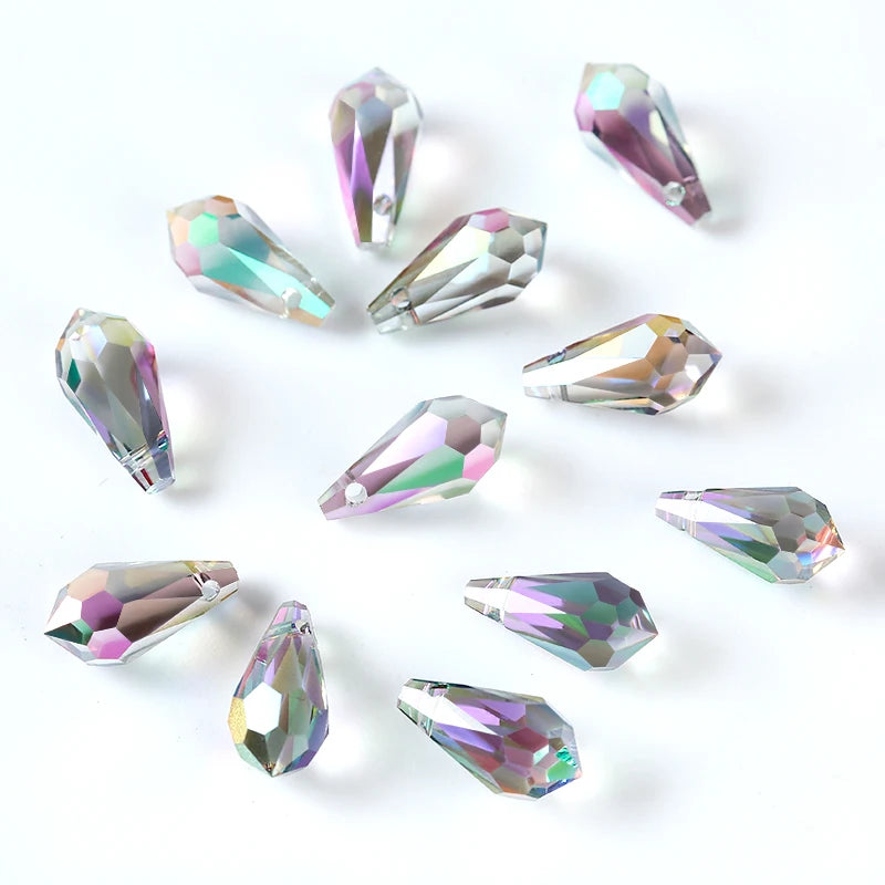 Wholesale Drop Crystal Ab Beads Gemstone Waterdrop Faceted Glass Loose Beads for Jewelry Making, Earrings, Necklace ,Bracelets Qme