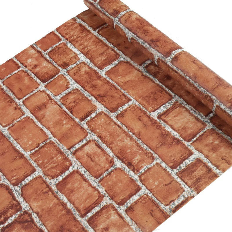 Waterproof Wall Stickers PVC Modern Home Decoration Retro Red Brown Brick Pattern Self-adhesive Wallpaper DIY 45cm Background Qme