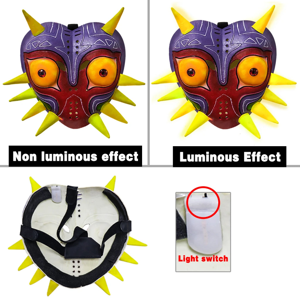 P-Jsmen The Legend of Zelda Majora Led Mask Game Cosplay Latex Face Cover for Adults Kids Halloween Cosplay Props Qme