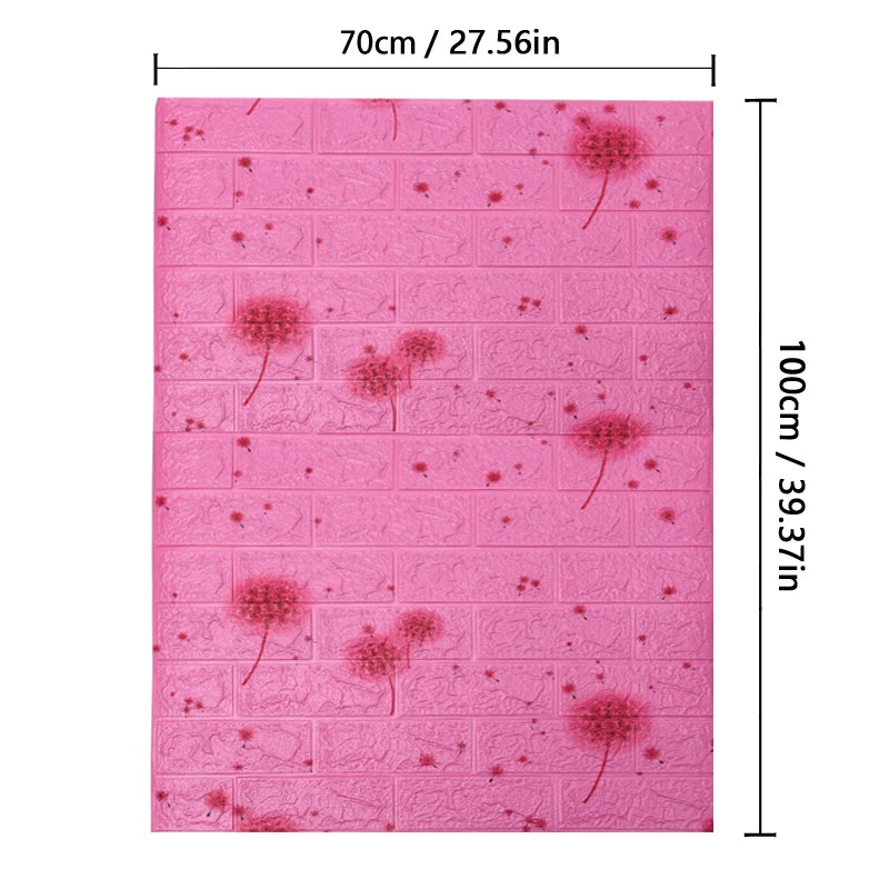 1m 3D Brick Pattern Wall Sticker Self-adhesive Panel Waterproof