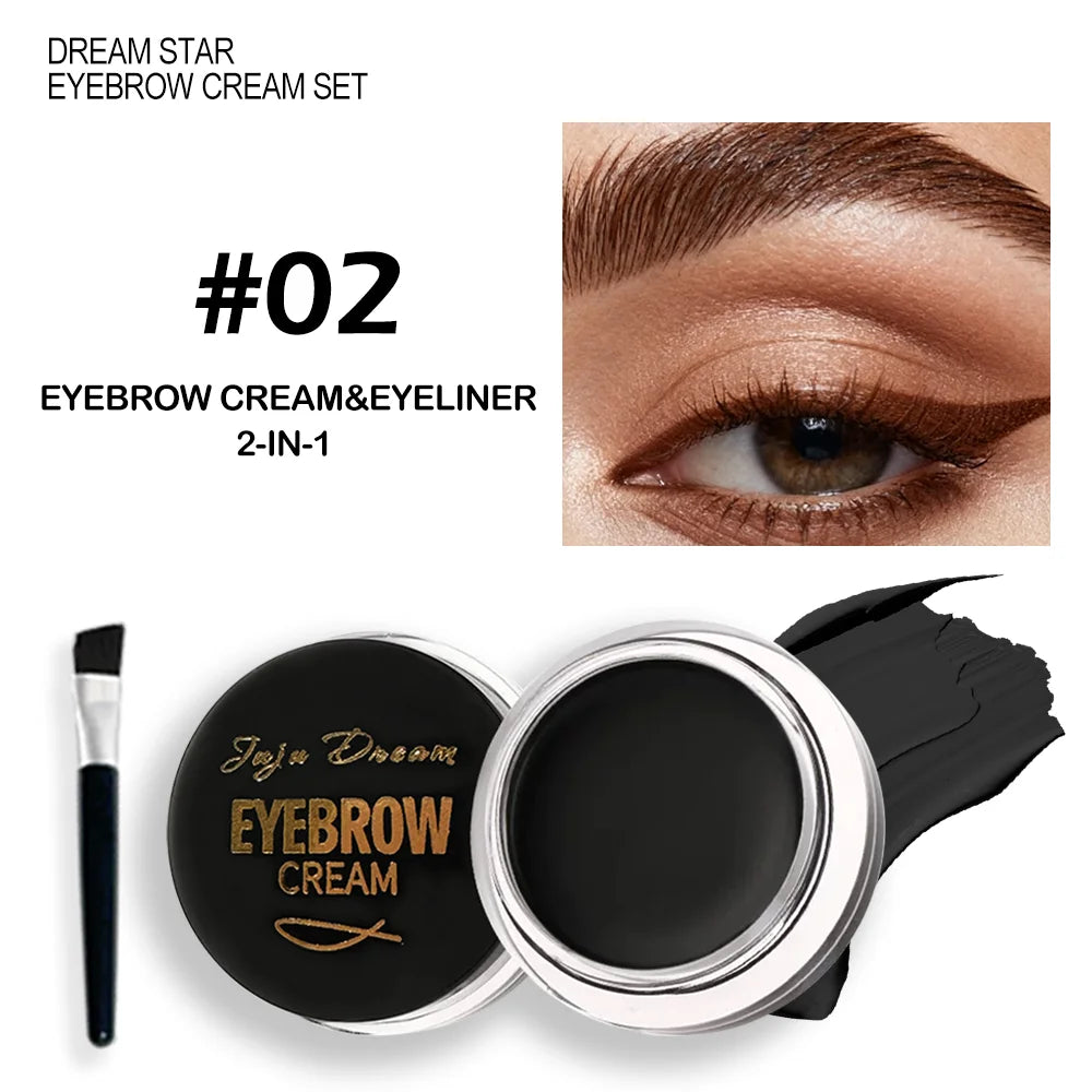 Waterproof Brow Pomade Gel Brush Long-lasting Natural Tint Shaping Qme 02Black
