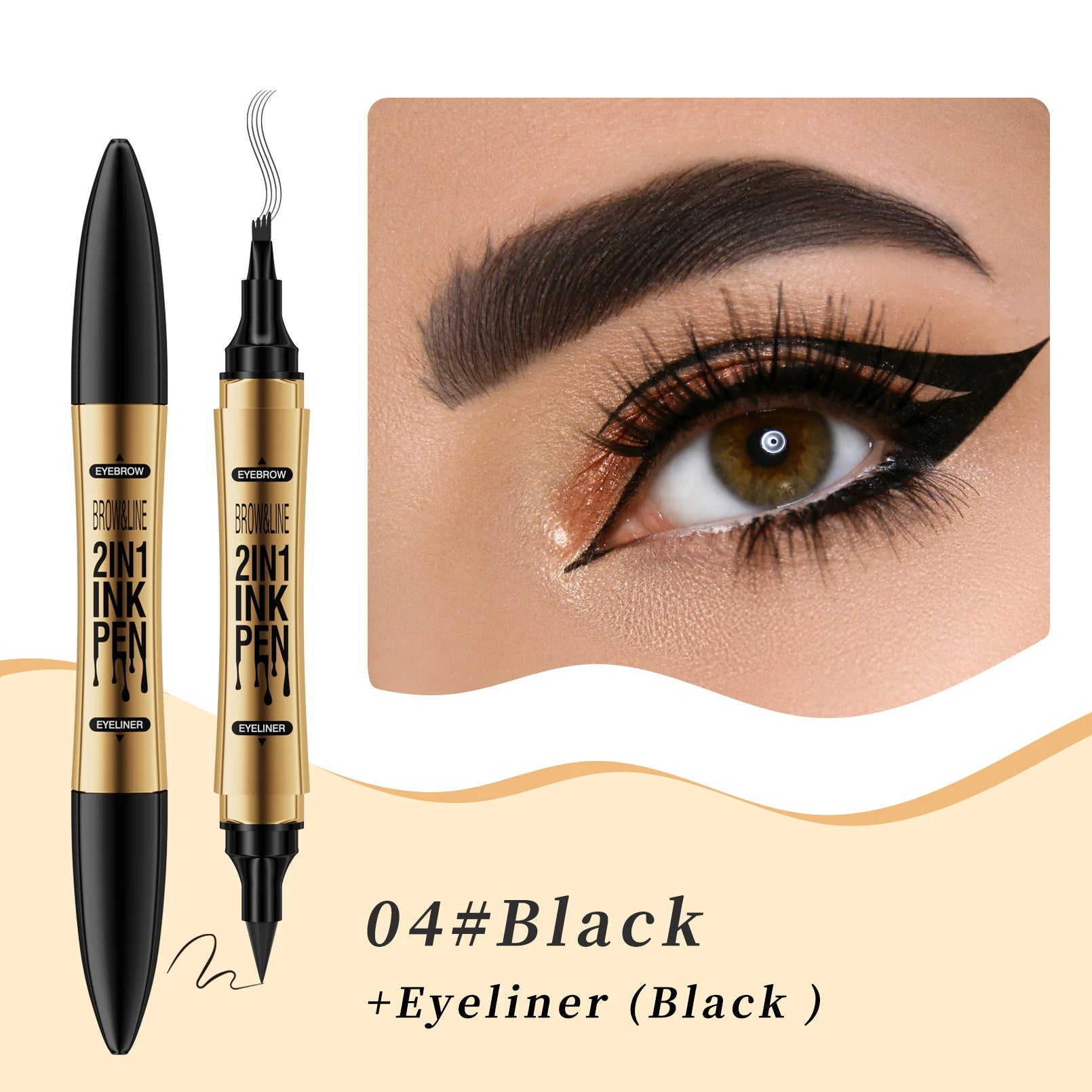 4 Splitted Head Eyebrow Pencil Long Last Smudge Proof Waterproof Sweat Proof High Pigmented Easy Apply Liquid Brow Makeup Pen Qme 9703-4