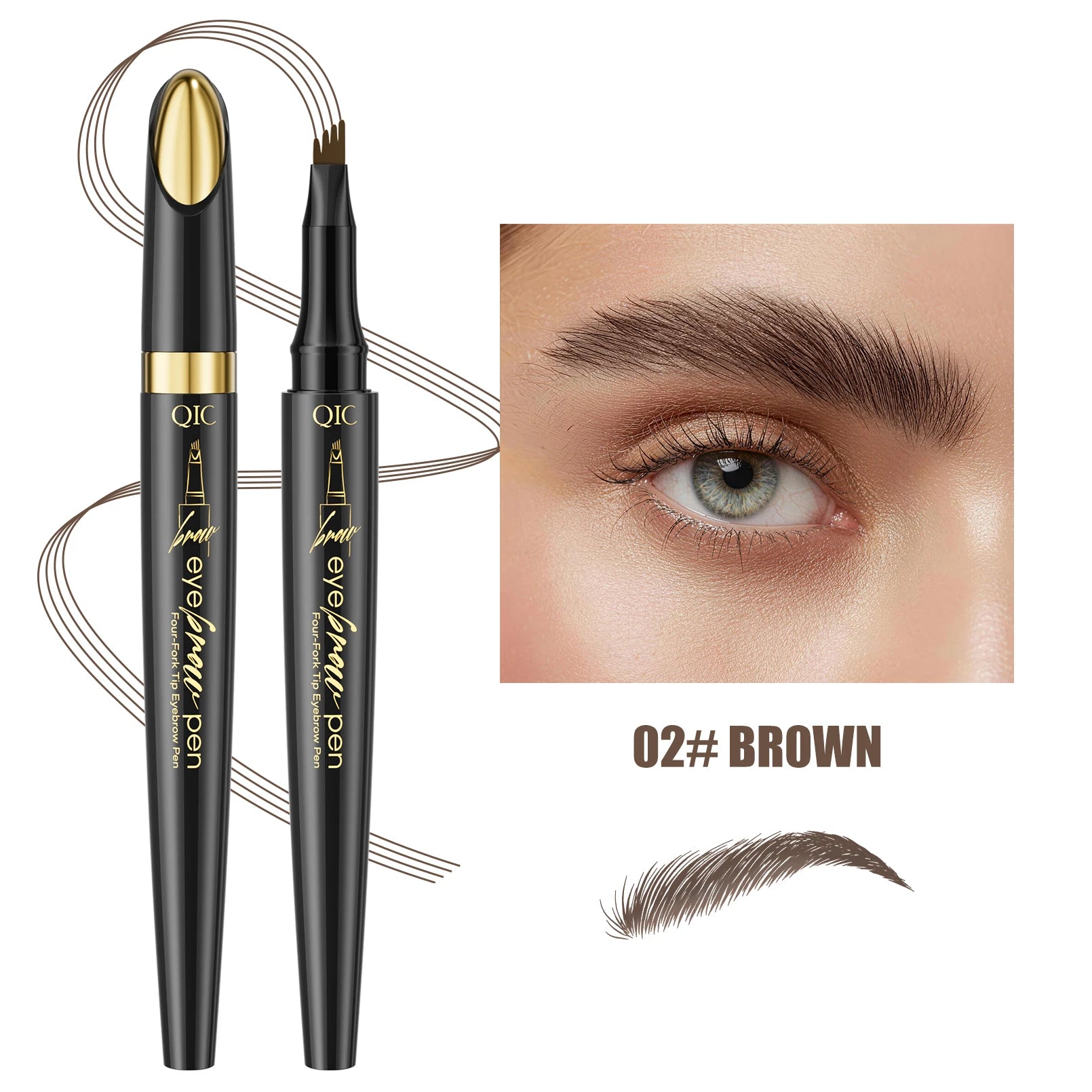 -Tip Liquid Eyebrow Pencil Waterproof Long Lasting Smudge Proof Natural Hair-like Eyebrow 5 Colors Qme Q713-2