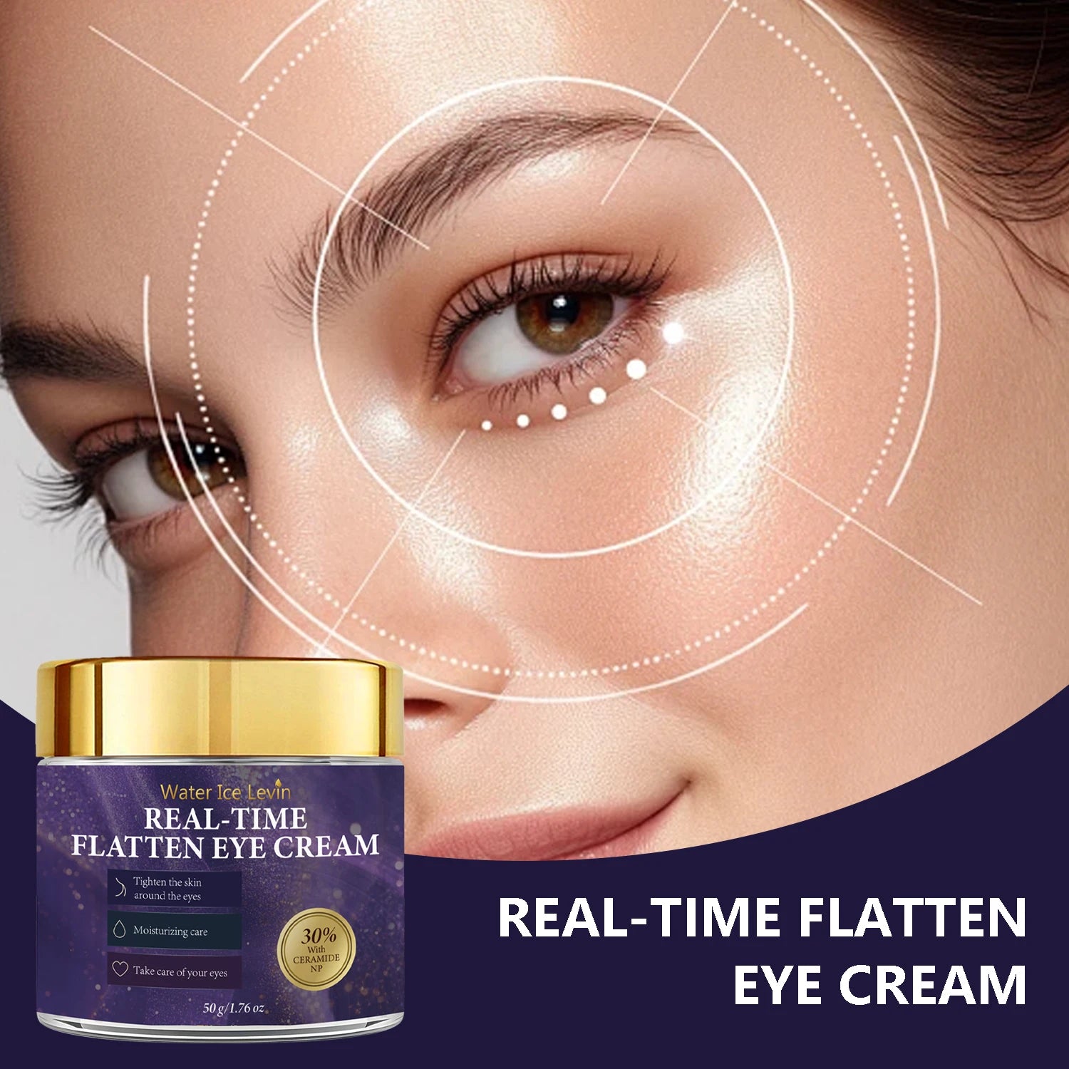 Real-Time Flatten Eye Cream, Firming & Moisturizing with Collagen, Caffeine, Retinol & Hyaluronic Acid Qme