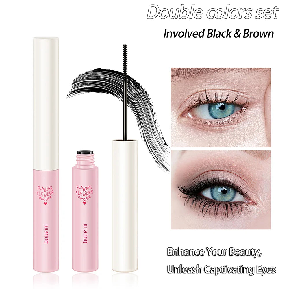 Silk Fiber Curling Mascara Ultra-fine Brush Lengthening Volumizing Qme 2 in set