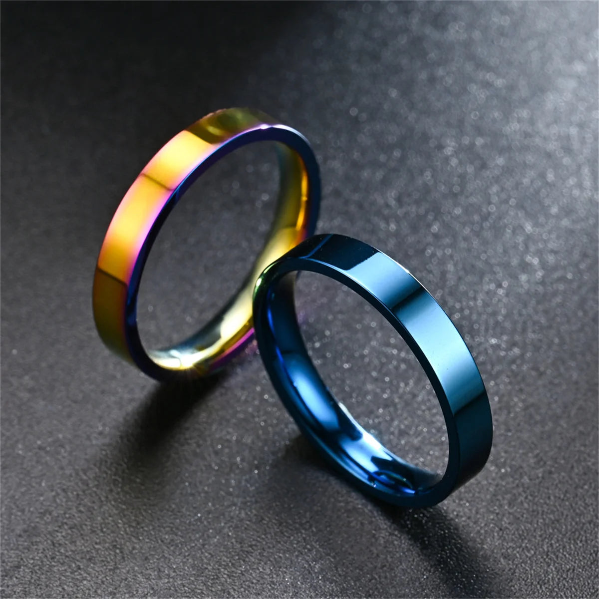 4mm Simplicity Flat Stainless Steel Rings Japanese Korean Fashion Glossy Titanium Steel Finger Rings for Youth Boy Girl Jewelry Qme