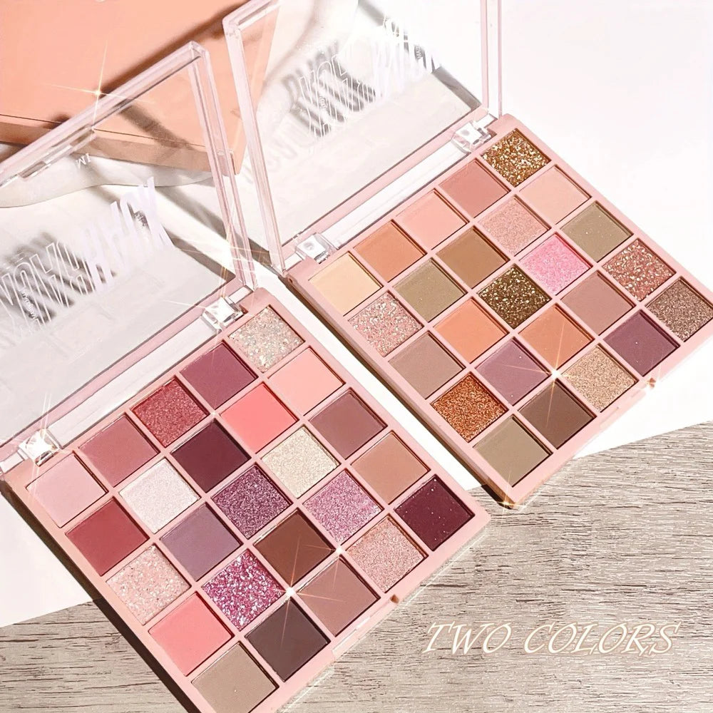 25-Color Eyeshadow Palette Matte Shimmer Neutral Browns Grays Eye Qme