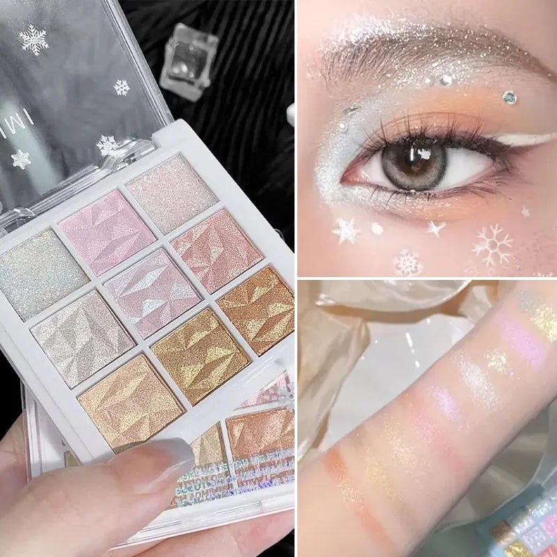 Nine-color Shimmer Eyeshadow Palette Containing Fine Sequins Qme