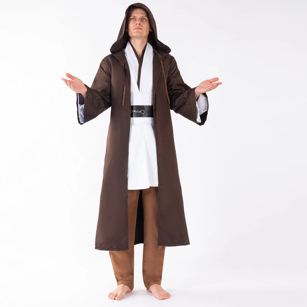 P-Jsmen Jedi Cosplay Costume Anakin Skywalker Replica Hooded Brown Cloak Robe Women Men Halloween Outfits Clothes Qme As shown full set XL