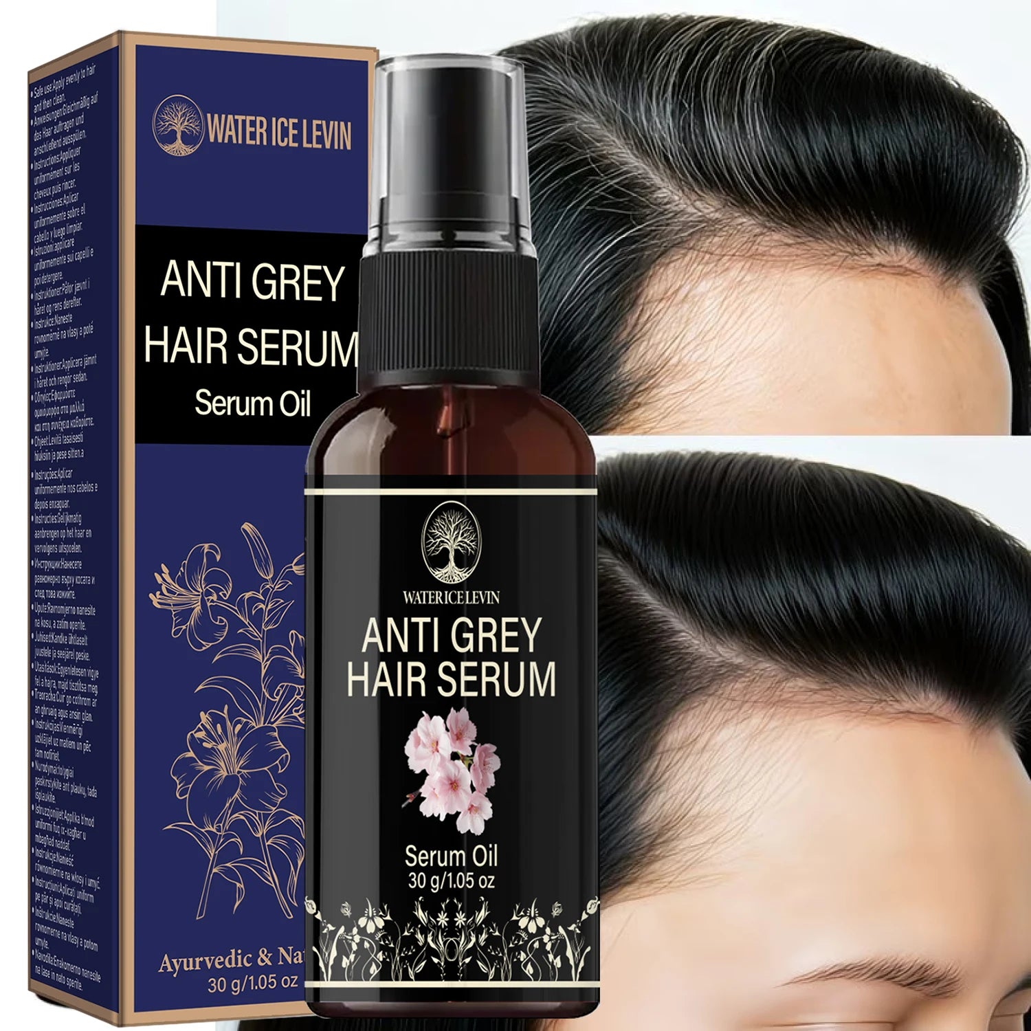 Water Ice Levin Natural Herbal Hair Care Serum Oil 30g Caffeine Collagen HA Nourish Scalp Smooth Dry Hair Root Care Essence Qme