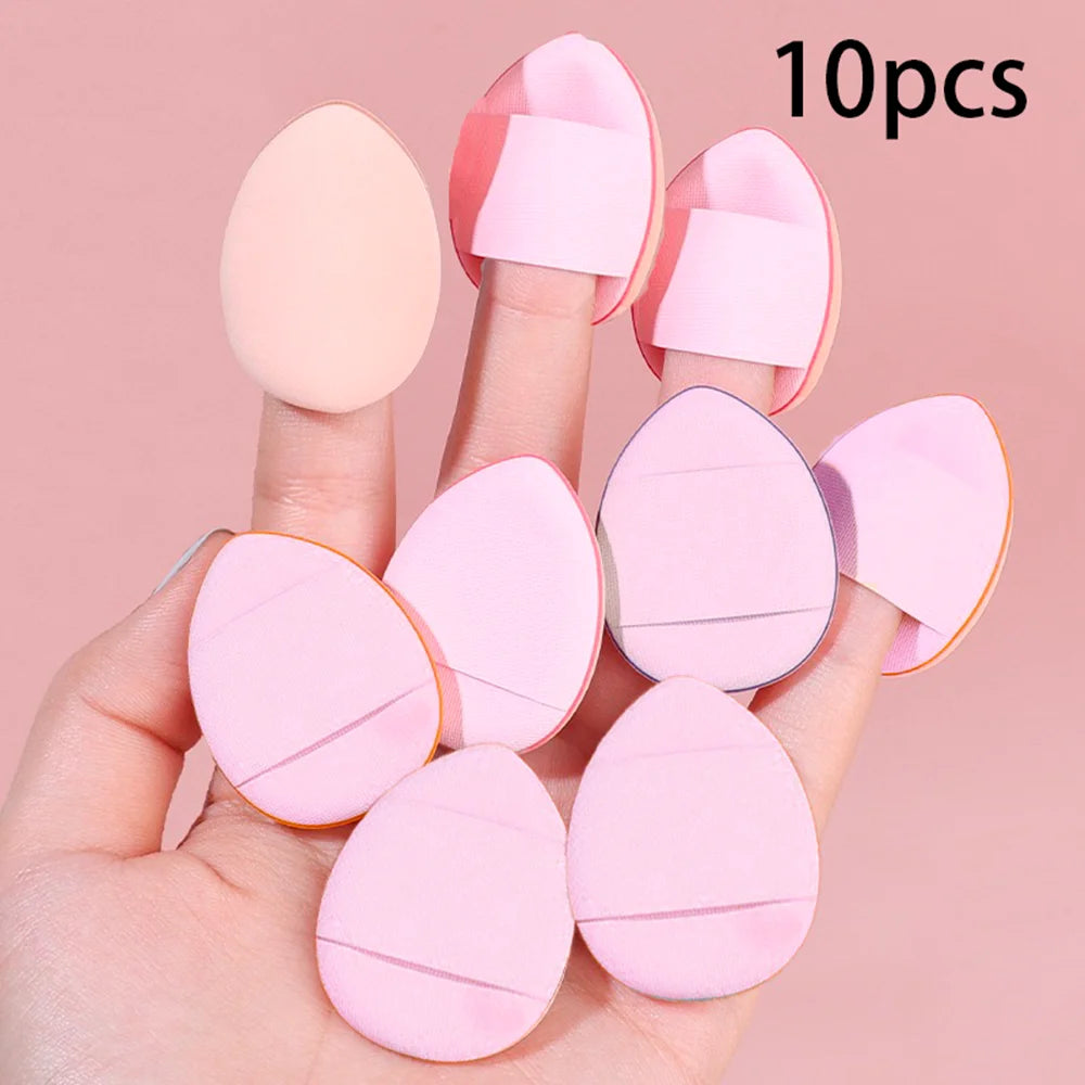10 20 Mini Finger Puffs Soft Pink Multi-use Foundation Cream Powder Qme pink 10 pcs