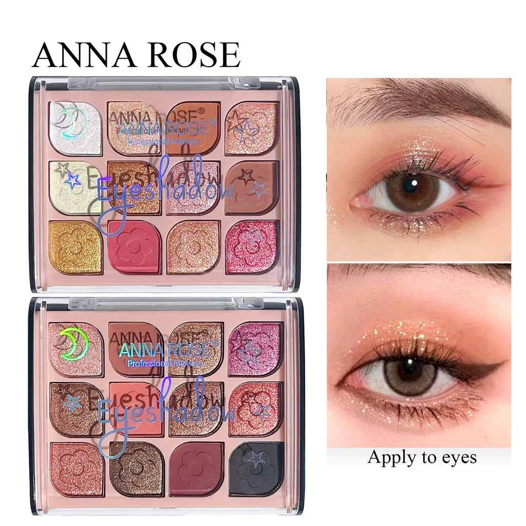 12-Color Korean Eyeshadow Palette Soft Earthy Shades Pearlescent Qme