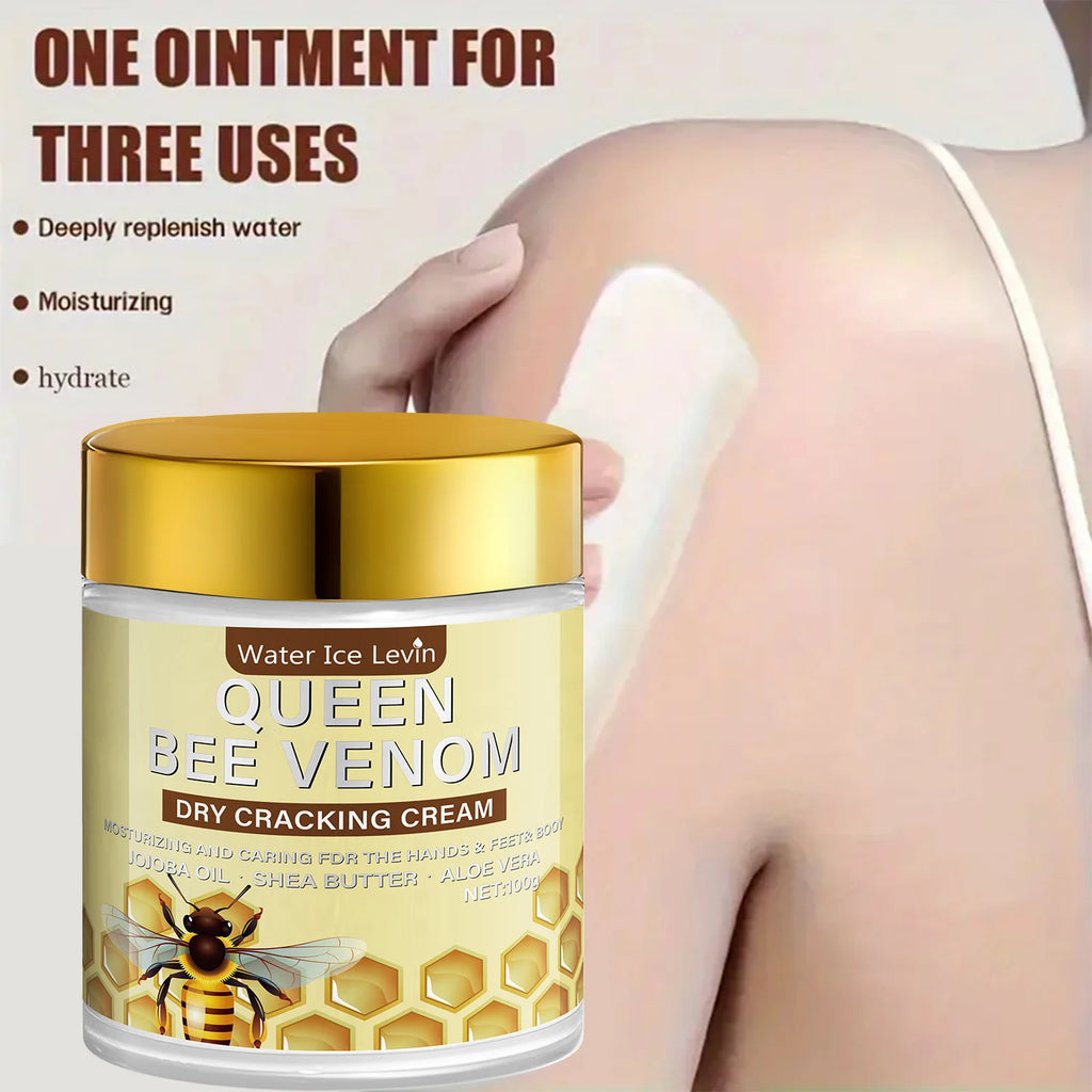Queen Bee Venom Dry Cracking Cream with Retinol & Niacinamide - Intense Moisturizing for Hands, Feet & Body. Repairs Dry Skin. Qme
