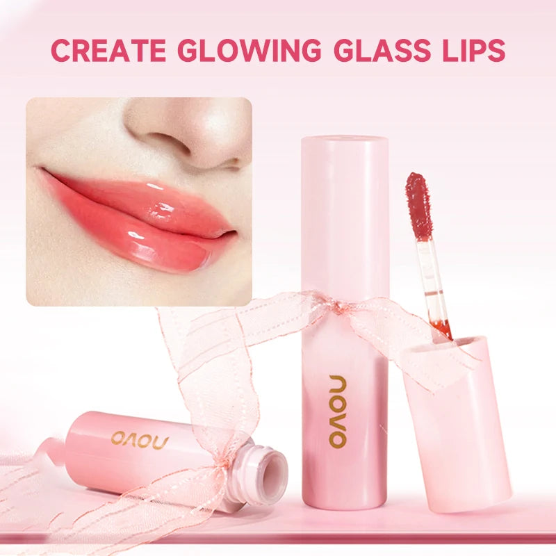 Hydrating 3D Glossy Lip Gloss&Lipstick,Water Gloss Mirror Lip Glaze, Long Lasting,Non-Sticky,High Gloss Effect, For Eyes,Cheeks Qme