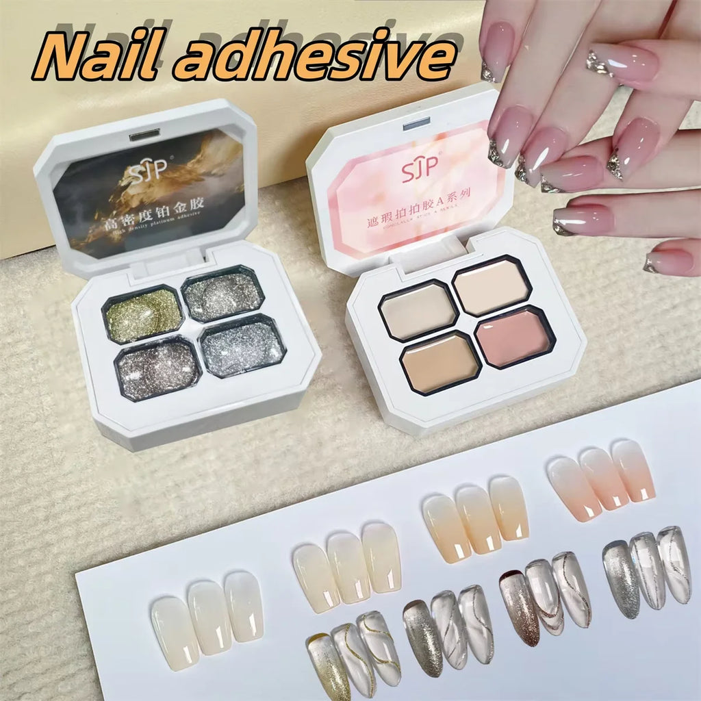 4 Colors Solid Nail Polish Palette Peelable UV LED Lacquer Salon Gel Qme