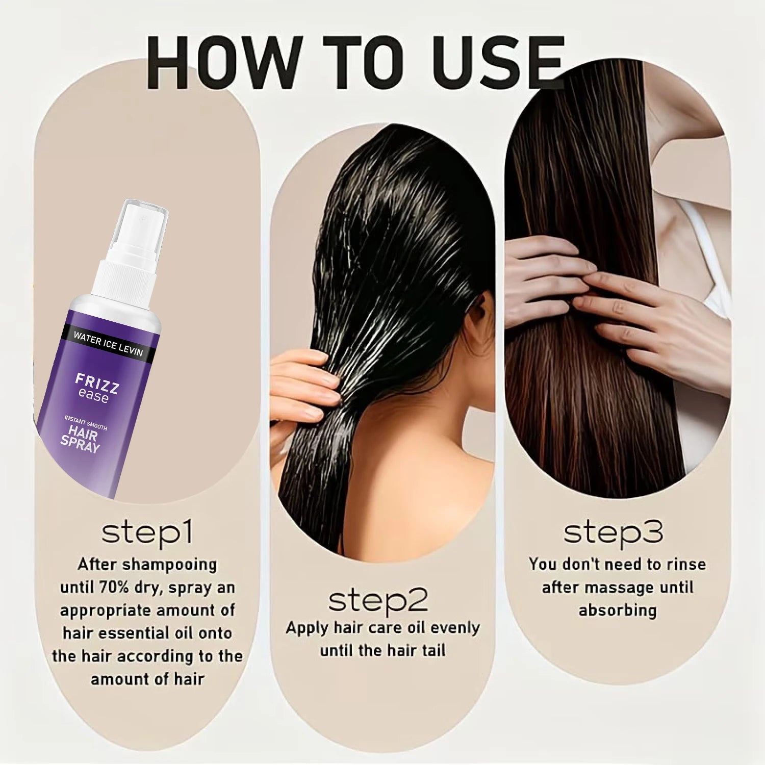 Water Ice Levin Frizz Ease Smooth Hair Spray 100g Collagen Bee Venom Hydrating Anti Frizz Flexible Hair Care Mist Qme