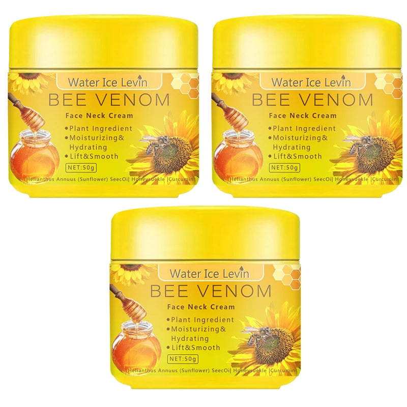 Bee venom Neck cream Moisturizing Sagging Improvement Reduce Fine Lines Damaged Skin Repair Facial Cream Nourishing Skin Care Qme Three bottles