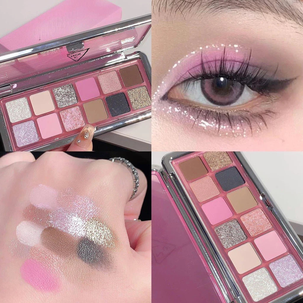 12-shade Eyeshadow Palette Shimmering Shimmer Matte Finishes Qme