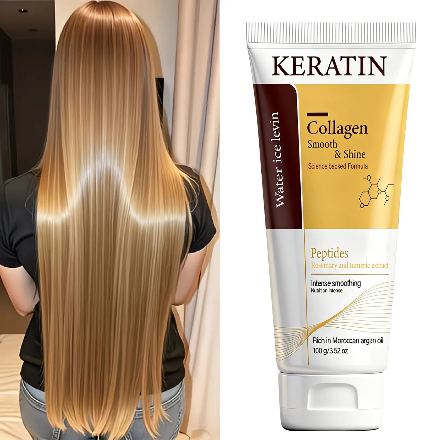 Collagen Hair Mask with Keratin & Peptides, Smoothing & Nourishing Hair Care Qme