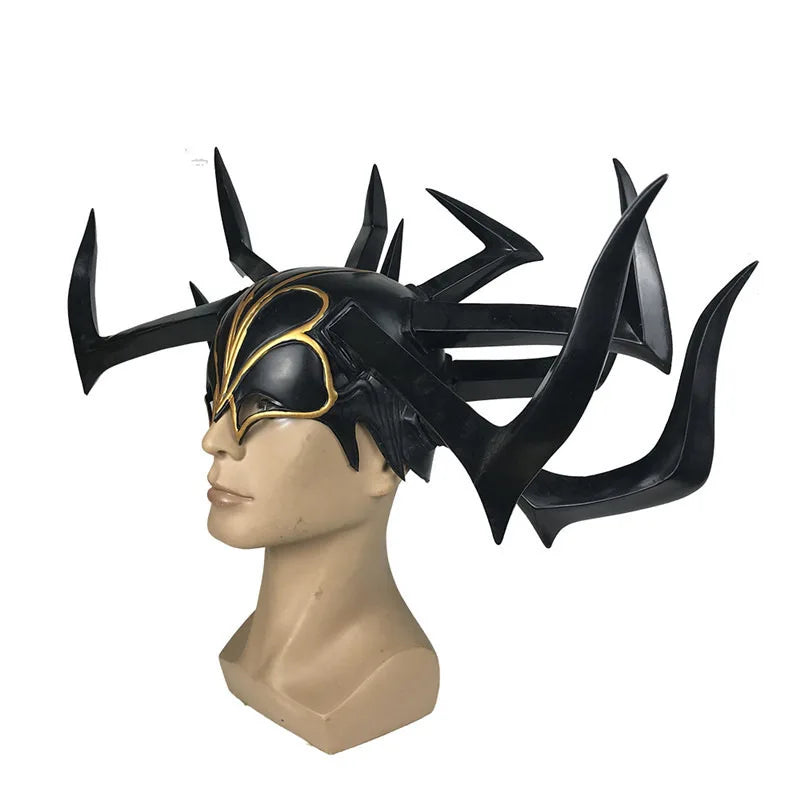 Movie Thor 3 HeLa Cosplay Helmet Death Goddess PVC Headdress Legends Hela Mask Adult Women Halloween Party Performance Props Qme