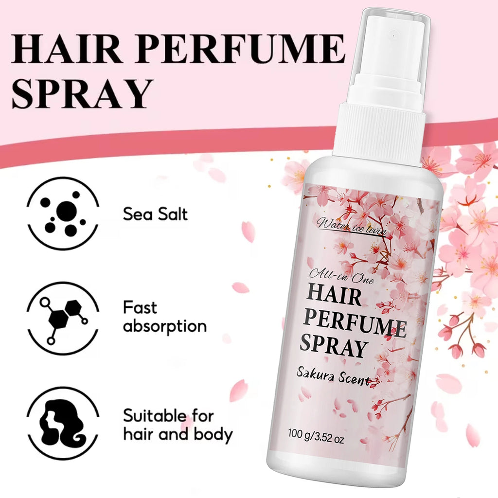 Water Ice Levin Sakura Scent Hair Perfume Spray 100g Collagen Bee Venom Anti Frizz Smooth Fragranced Hair Care Mist Qme