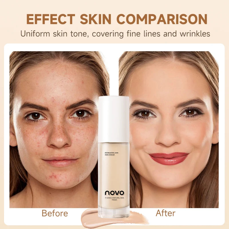 Hyaluronate Liquid Foundation,Long-Lasting Concealer Bb Cream,Vitamin E Nourishing,Water-Resistan,Buildabl,Improves Uneven Skin Qme