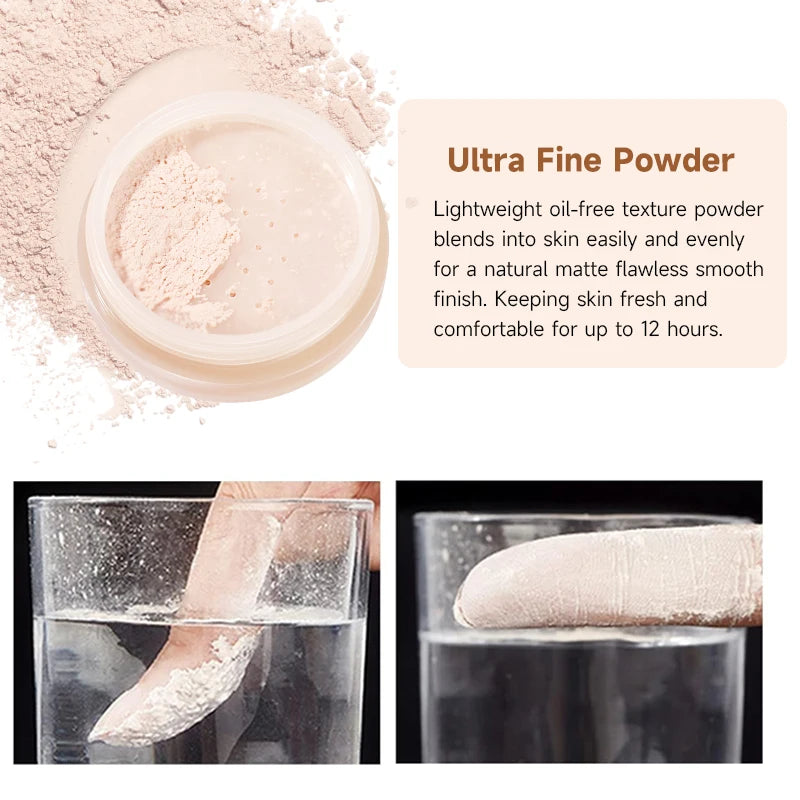 Long-Lasting Oil-Control Matte Loose Powder, Waterproof And Sweat-Proof, Non-Smudge, Covers Fine Lines And Blemishes Qme