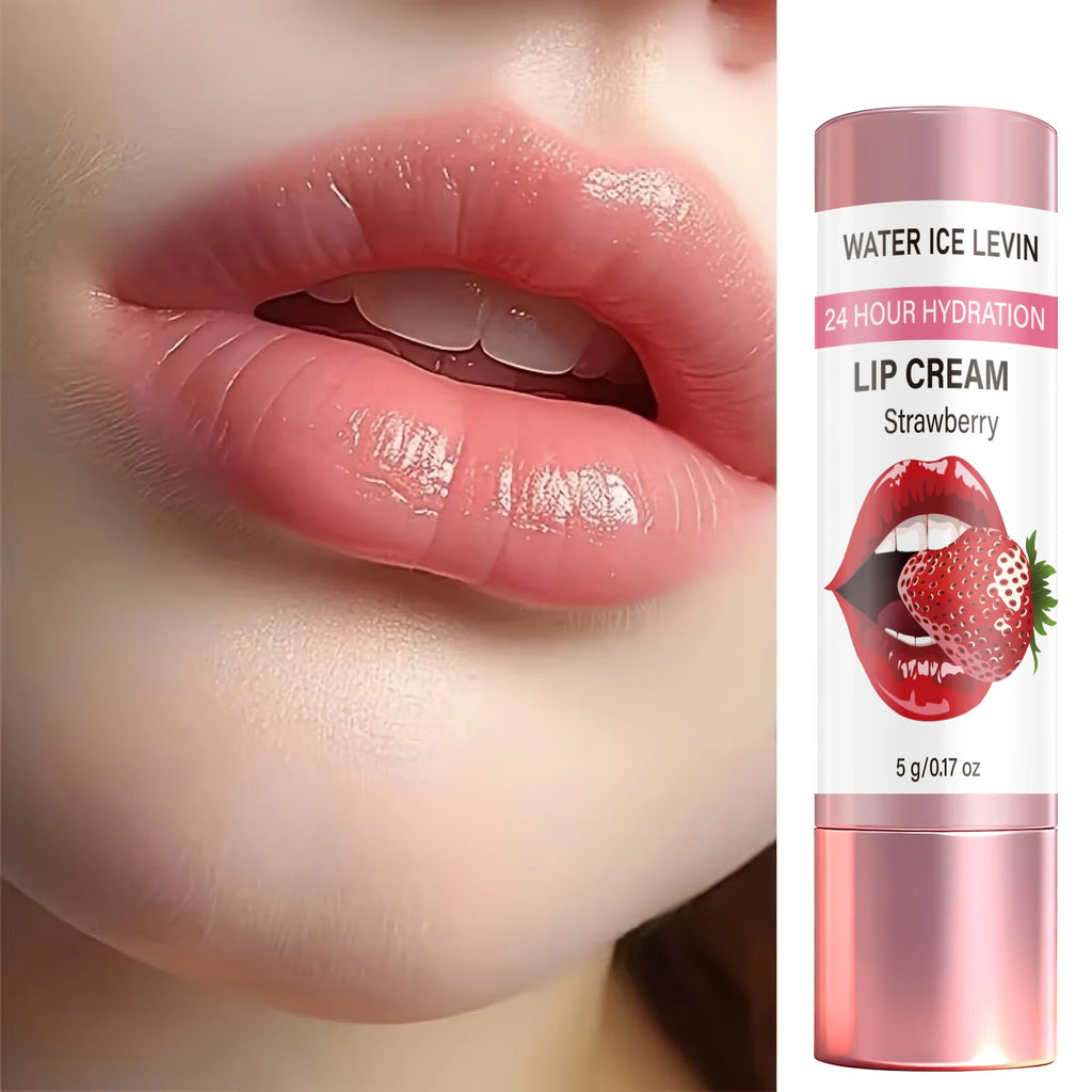 24H Hydrating Strawberry Extract Lip Cream, Moisturizing Soothe Chapped Lips Qme