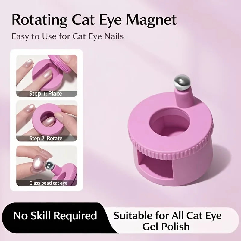 Rotating Cat Eye Nail Magnet Magnetic Sphere Multi-faceted Strong Qme pink