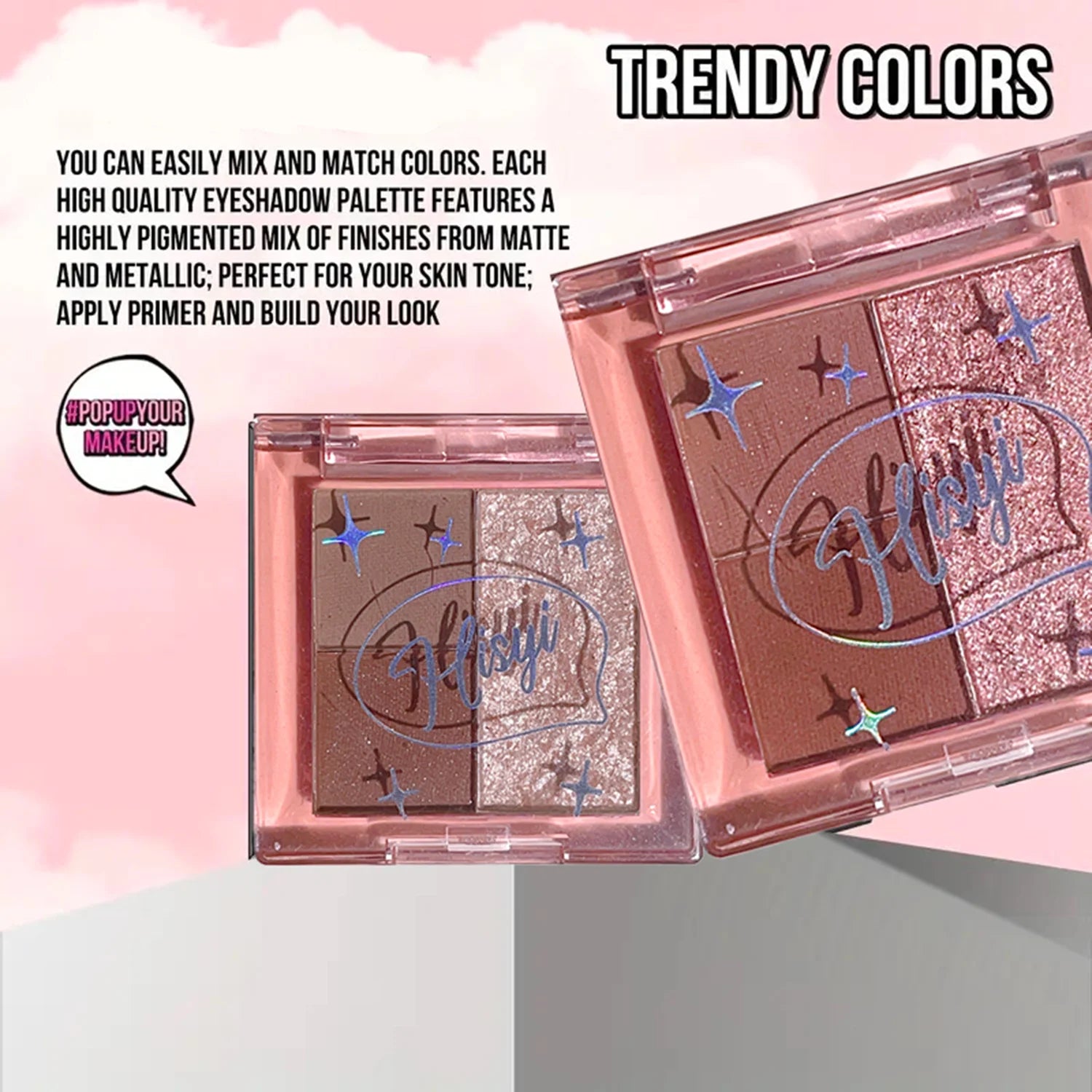 3-Color Eyeshadow Palette Compact Lightweight Matte Glitter Earthy Qme