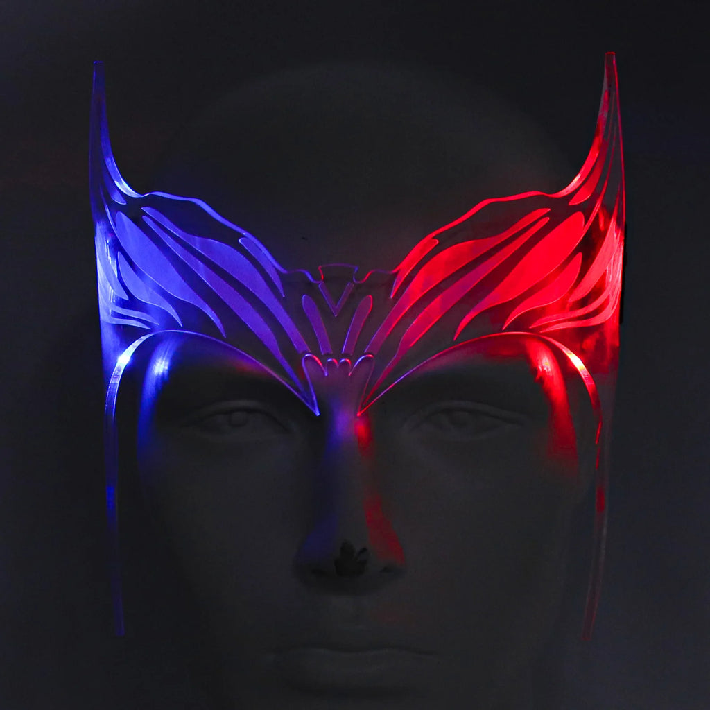 Superhero Scarlet Witch Glowing Mask Cosplay Headwear Acrylic Helmet Halloween Party festival Rave Outfit Props Accessories Qme