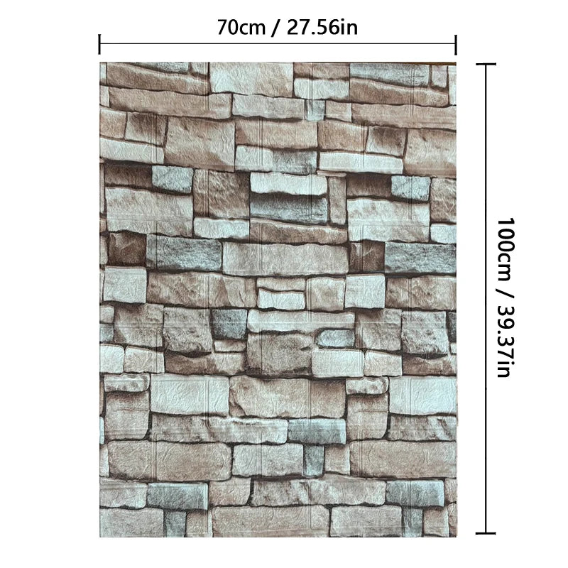 3D Brick Pattern Wall Sticker DIY Self-adhesive Living Room Home Qme retro coffee 70X300cm