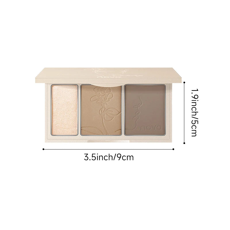 3-In-1 Contouring Powder - Easy To Blend, Highlight And Contour Palette, Ultra-Fine And Long-Lasting, Complexion-Enhancing Shade Qme