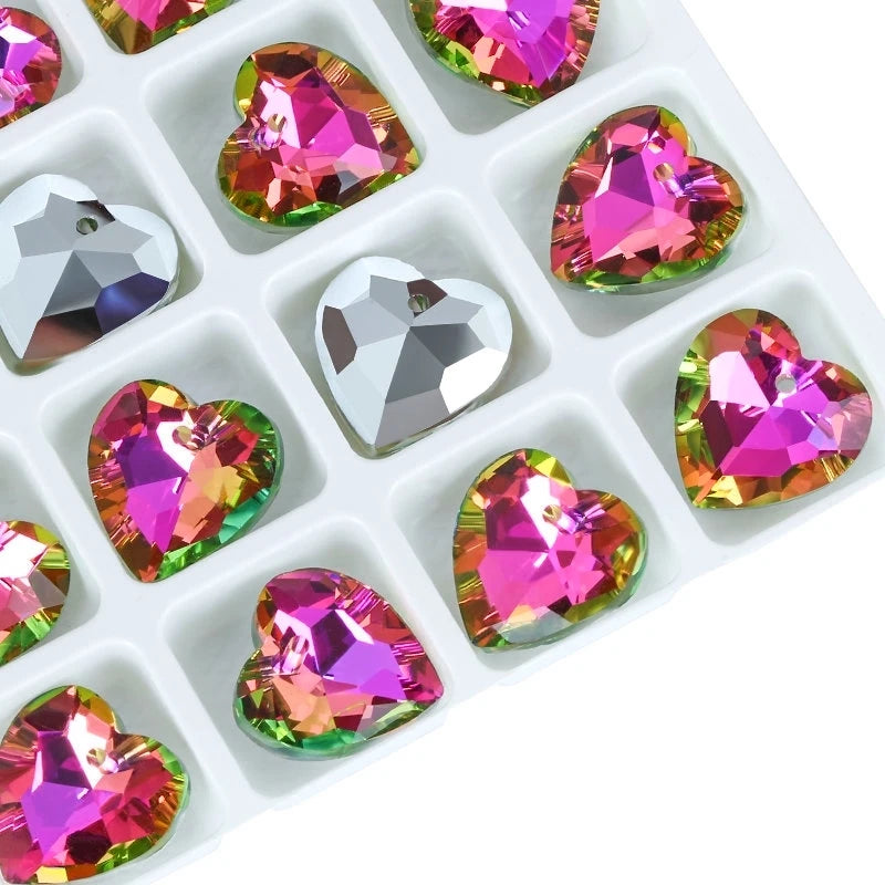12Pcs Austria Crystal Pendant Loose Rhinestone Beads Charms Glass Jewelry Gems Stones for DIY Necklace Jewelry Making 11Styles Qme 6432 001VR