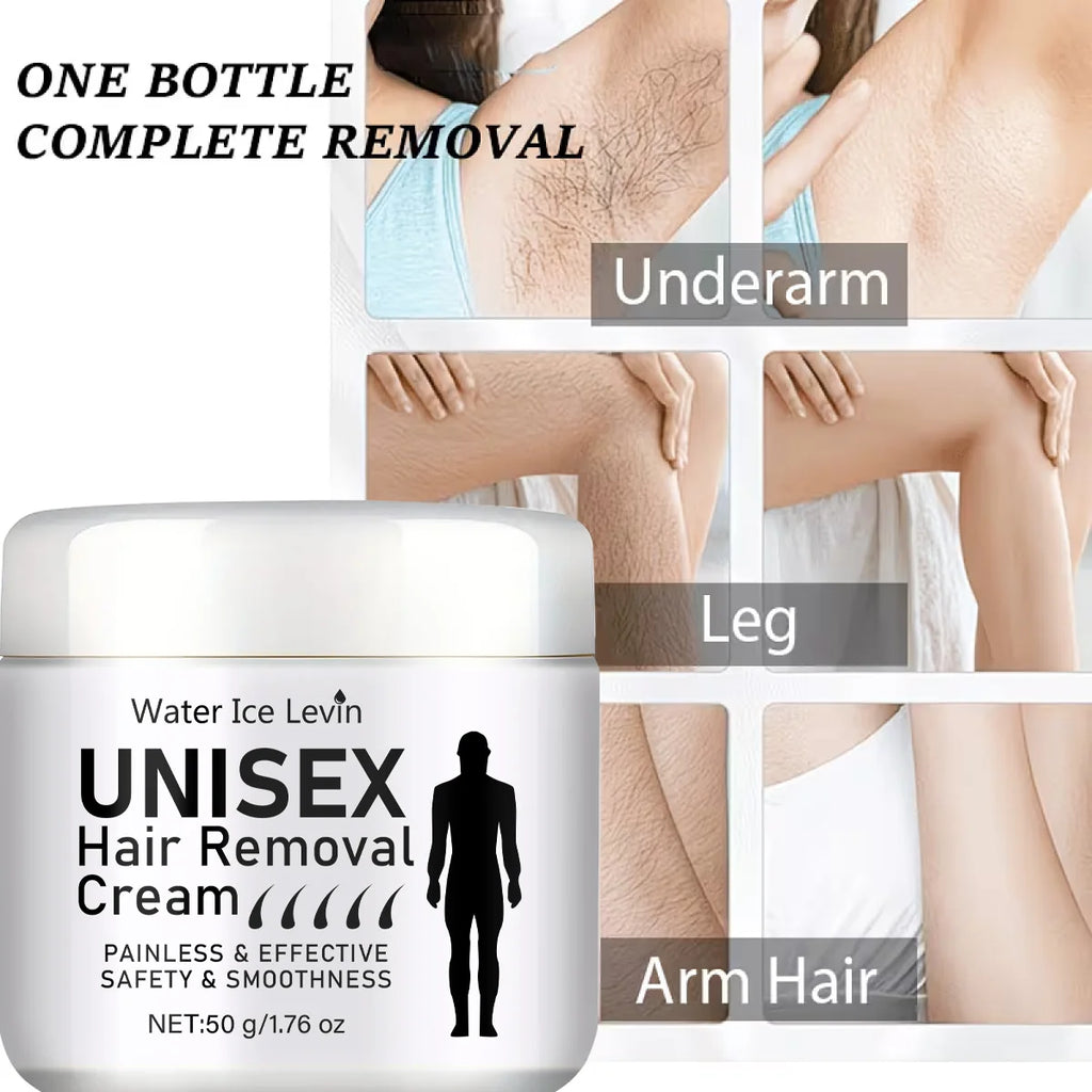 Water Ice Levin Unisex Gentle Hair Removal Cream 50g Hydrating Nourish Smooth Skin Painless Whole Body Depilatory Cream Qme