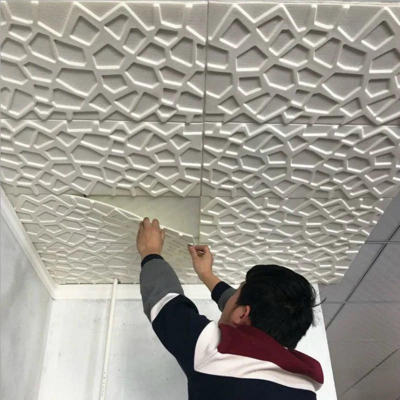3D Waterproof and Stain-Resistant Self-Adhesive Modern Style Wallpaper Ceiling Living Room Background Home Decor Wall Sticker Qme
