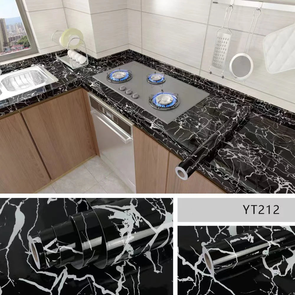 For Kitchen Room Decoration Oil Proof Waterproof PVC Self-adhesive High Temperature Resistance Wallpaper 60cm Stickers Home Qme 4 60cmx500cm