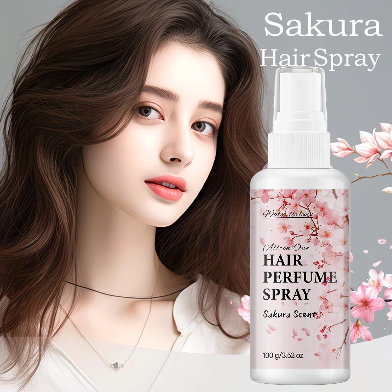 Water Ice Levin Sakura Scent Hair Perfume Spray 100g Collagen Bee Venom Anti Frizz Smooth Fragranced Hair Care Mist Qme