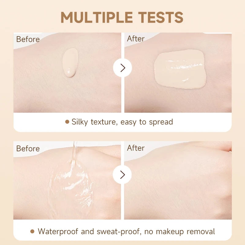 Hyaluronate Liquid Foundation,Long-Lasting Concealer Bb Cream,Vitamin E Nourishing,Water-Resistan,Buildabl,Improves Uneven Skin Qme