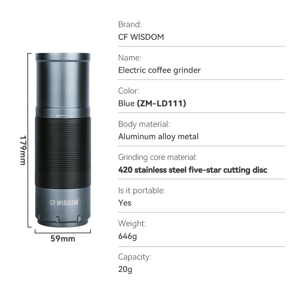 Dual Mode Manual Electric Grinder Adjustable Grind Settings Hand Bean Qme ZM-LD111