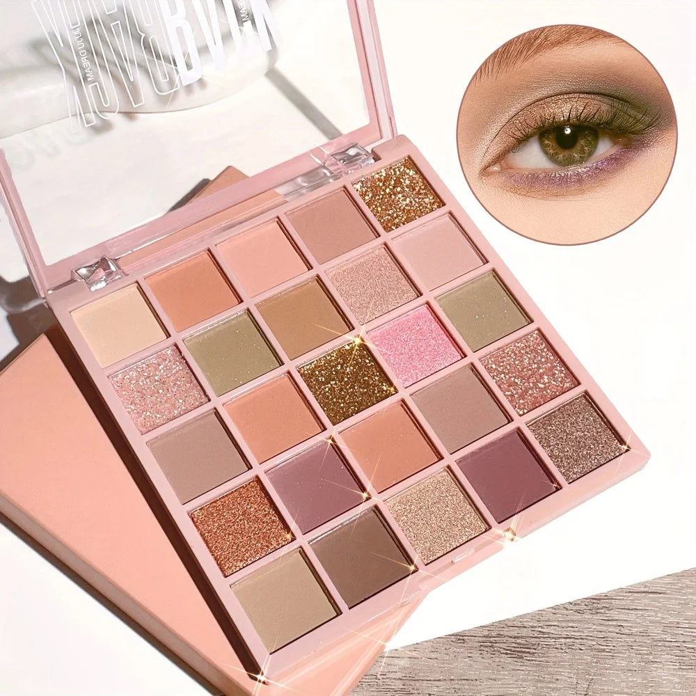 25-Color Eyeshadow Palette Matte Shimmer Neutral Browns Grays Eye Qme