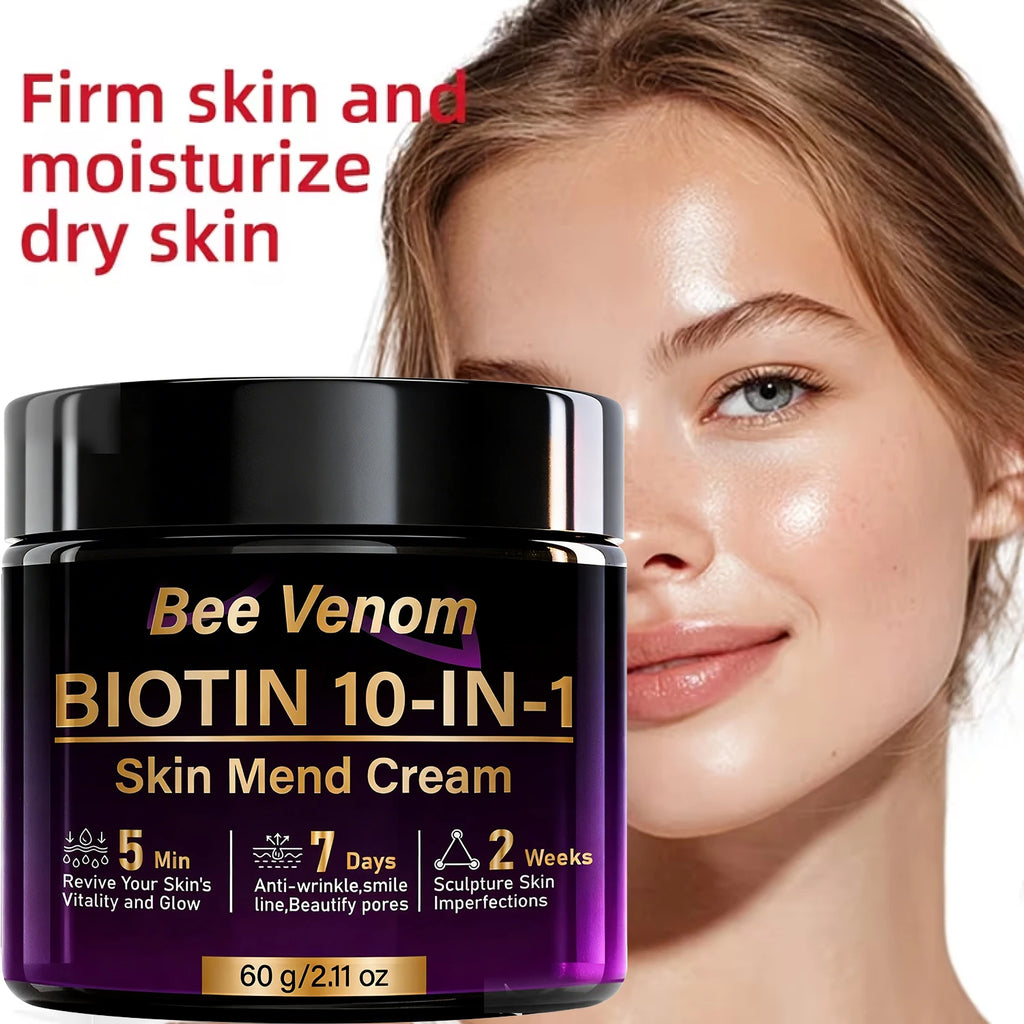 Bee Venom Biotin 10-in-1 Skin Mend Cream, Anti-Wrinkle & Anti-Aging, Fast Revitalizing & Firming, 5 Min Glow Qme