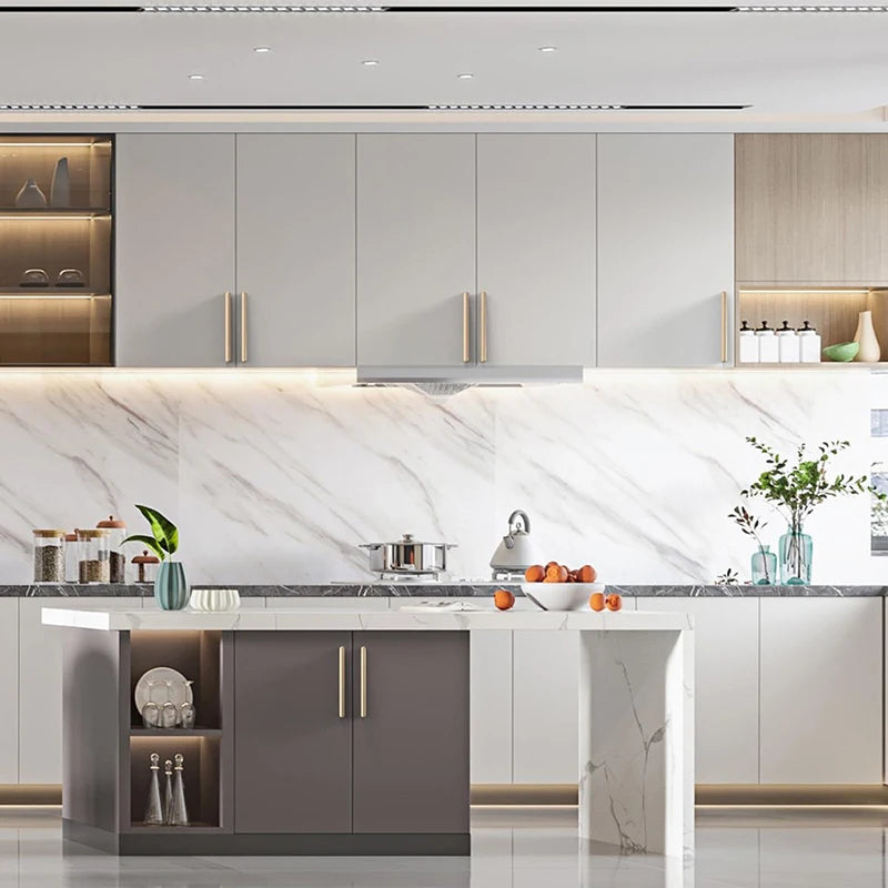 55cm waterproof oil resistant mildew proof wallpaper marble pattern self adhesive wall sticker for kitchen cabinet countertop Qme